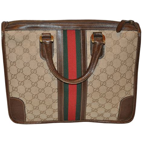 VINTAGE GUCCI CREAM & TAN MICRO GG CANVAS